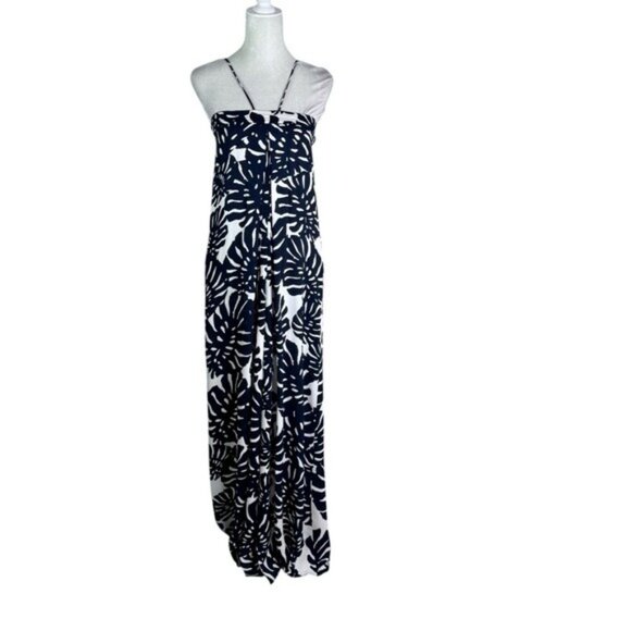 Karina Grimaldi Lotus Maxi Dress in Navy Palm Print Size XS - Picture 9 of 11